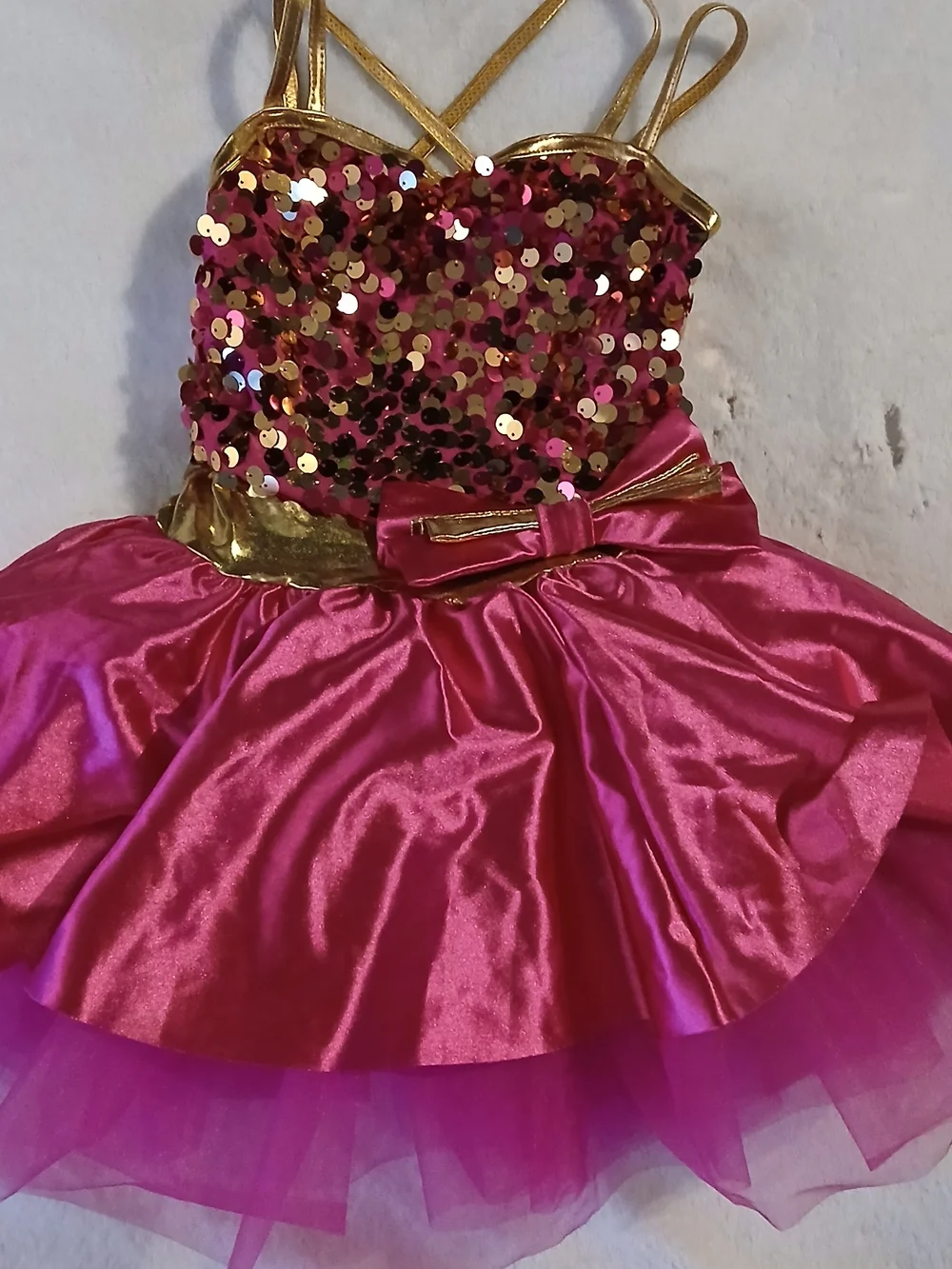 Weissman Hot Pink & Gold Sequin Tulle Tutu Dance Costume - NWOT - Small
